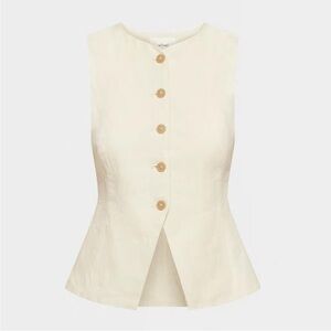 Aritzia regal linen vest size 6 butter yellow